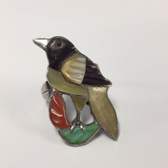 Rare Vintage Native American Zuni bird ring - Picture 3 of 6